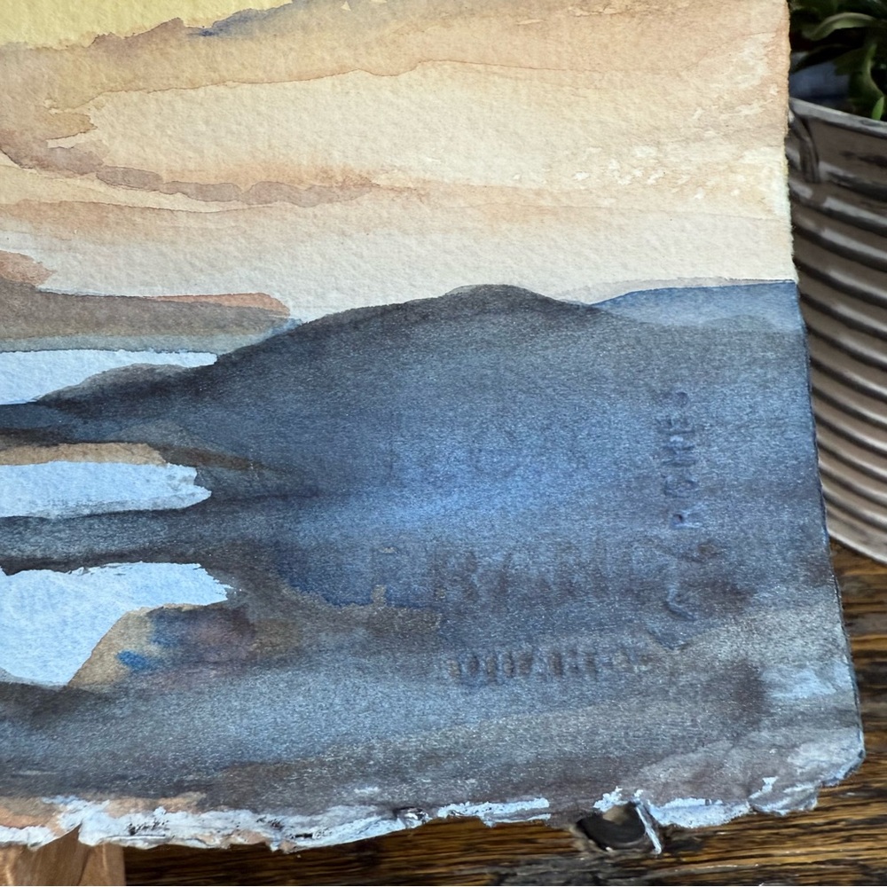 Sunset Mountain Watercolor Art Painting Desert - Picture 4 of 10